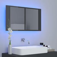 VIDAXL LED-Bad-Spiegelschrank Hochglanz-Grau 80x12x45 cm