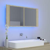 vidaXL Badkamerkast met spiegel en LED 90x12x45 cm sonoma eikenkleurig