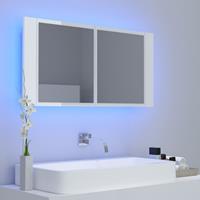 VIDAXL LED-Bad-Spiegelschrank Hochglanz-Weiß 90x12x45 cm