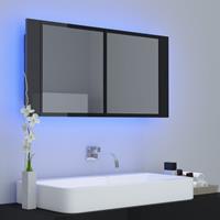 VIDAXL LED-Bad-Spiegelschrank Hochglanz-Schwarz 90x12x45 cm