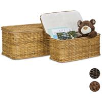 RELAXDAYS Truhe 2er Set geflochten Rattan eckig H x B x T: 26 x 50 x 29,5 cm stapelbare Korbtruhe mit herausnehmbarem Innenfutter waschbar ca. 28 L