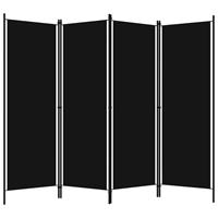 Kamerscherm met 4 panelen 200x180 cm zwart