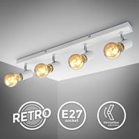 B.K.LICHT Deckenleuchte Retro Vintage Spot weiß Deckenlampe Industrie-Lampe Flur 4x E27