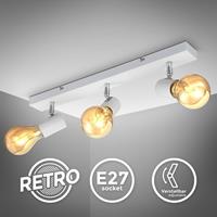 B.K.LICHT Deckenleuchte Retro Vintage Spot weiß Deckenlampe Industrie-Lampe Flur 3x E27
