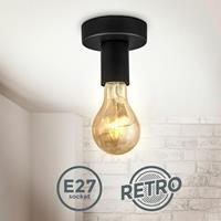 B.K.LICHT Retro Deckenspot Vintage Wandlampe Schlafzimmer Flurleuchte Edison E27 schwarz