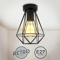 B.K.LICHT Deckenlampe Retro schwarz Metall Draht Vintage Industrielampe Deckenleuchte E27