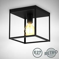 B.K.LICHT Deckenlampe schwarz Metall Deckenleuchte Retro Vintage Draht E27 Käfig Industrie