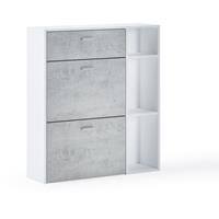 Skraut Home - Zapatero Furniture, Windmodel, 90x26x101.5cm, Wit En Cement, Moderne Stijl