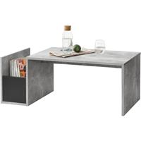 [EN.CASA] Couchtisch Bollnäs 90x45x35 cm mit Ablagefach Betonoptik