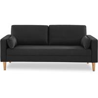 ALICE'S HOME Gerades Sofa dunkelgrau meliert - Bjorn - 3er Sofa mit Holzbeinen in skandinavischem Design