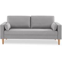 ALICE'S HOME Gerades Sofa hellgrau - Bjorn - 3er Sofa mit Holzbeinen in skandinavischem Design