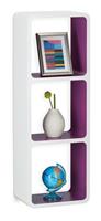 RELAXDAYS Wandregal mit 3 Fächern, offenes Cube Schweberegal o. Standregal für Deko, CDs, Bücher, 90x30 cm, weiß-violett