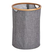 Zeller Wäschesammler mit Bambus-Gestell, 50 L, grau,  - 