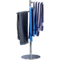 RELAXDAYS Handtuchhalter freistehend, Handtuchständer mit 3 schwenkbaren Armen, Edelstahl, HxBxT: 90x52x30,5cm, silber
