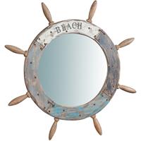 BISCOTTINI Helmförmiger Wandspiegel Spiegel zum Aufhängen aus Massivholz L73xPR4 cm.