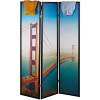 RELAXDAYS Paravent San Francisco, HxB 179 x 132 cm, 3-teilig, faltbarer Raumteiler, Sichtschutz, Holz & Kunststoff, bunt