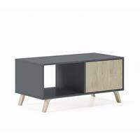 Skraut Home - Central Low Table, Windmodel, 91.5x50x45cm, Grijs En Eiken, Moderne Stijl