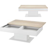 [EN.CASA] Couchtisch Lünen 40x110x60cm mit 2 Staufächer Eicheoptik Weiß