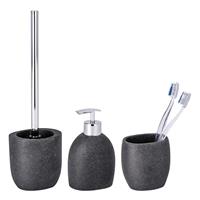 Wenko 3er Set Bad Garnitur PURO Seifen Spender Zahn Becher Toiletten Bürsten WC - 