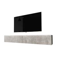 SELSEY TV-Lowboard KANE in Betonoptik Matt, hängend/stehend, modern, 2 Klappen, weiße LED-Beleuchtung, 180 cm