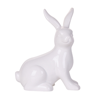 Beliani - Dekofigur Hasen Kaninchen Osterhase weiß Keramik Osterdekoration 21 cm Morieux - Weiß