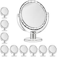 RELAXDAYS 10 x Kosmetikspiegel mit Vergrößerung, Schminkspiegel stehend, Make Up Spiegel rund, HxBxT: 23 x 19 x 10 cm, transparent