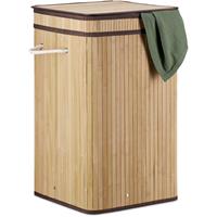 RELAXDAYS Wäschekorb Bambus, faltbar & tragbar, XL 70l mit Deckel, eckiger Wäschesammler, HxBxT: 63 x 36 x 36 cm, natur