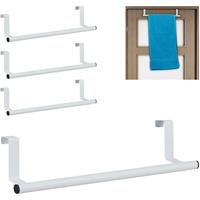 RELAXDAYS 4 x Handtuchhalter für Tür & Schrank, zum Einhängen, Edelstahl, Handtuchstange ohne Bohren, Küche & Bad, weiß