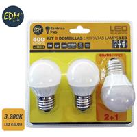 EDM Kit 3 sphärische LED-Lampen 5w E27 3200k warmes Licht  98201