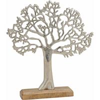 SPETEBO 2.06 Aufsteller Baum Aluminium auf Mango Holz - ca. 33x30 cm