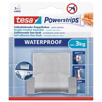 1x Tesa RVS dubbele haak waterproof Powerstrips - Klusbenodigdheden - Huishouden - Verwijderbare haken - Opplak haken 1 stuks