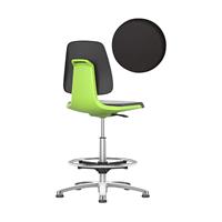 Bimos Werkstoel Labsit hoog, integraalschuim, glijders, B 450 x D 420 x H 520 - 770 mm, groen