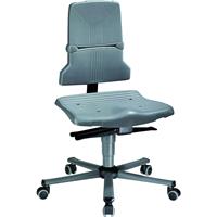 Werkstoel bimos SINTEC, permanent contact met zitinclinatieverstelling, orthozitting, zonder armleuningen & bekleding, met wielen