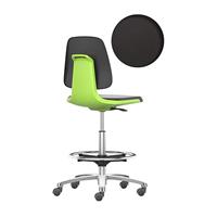 Bimos Werkstoel Labsit hoog, kunstleer, zit-stop-wielen, B 450 x D 420 x H 560 - 810 mm, groen