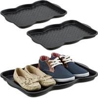 RELAXDAYS 3x Schuhabtropfschale klein, Kunststoff Schuhablage für 4 Schuhe, Profil Schmutzfang, HxBxT: 3 x 50 x 38 cm, schwarz