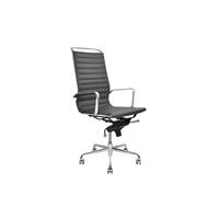 Feel Furniture Luxe Design Bureaustoel Van 100% Rundleer - Hoge Rugleuning - Donkergrijs