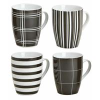 SPETEBO 1.04 Kaffeebecher Porzellan - 4er Set - Farbe: schwarz / weiß