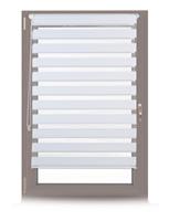 RELAXDAYS Doppelrollo Klemmfix ohne bohren, Seitenzugrollo mit Streifen, Duo-Rollo für Fenster, Stoff 86x156 cm, weiß