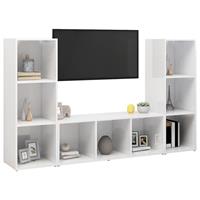 VidaXL TV-Schränke 3 Stk. Hochglanz-Weiß 107x35x37 cm Spanplatte 