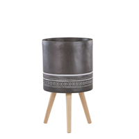 Beliani Bloempot met standaard hout donkergrijs ⌀ 39 cm EVRETI
