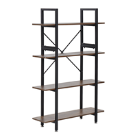 beliani Modernes Bücherregal mit 4 Fächern dunkler Holzfarbton / schwarz Darby - Dunkler Holzfarbton