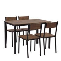 beliani Klassische Essgruppe mit 4 Stühlen 110 x 70 cm dunkler Holzfarbton/schwarz Hamry - Dunkler Holzfarbton
