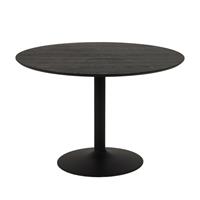 Lisomme Vino ronde houten eettafel - Metalen onderstel - Ø110 x H74 cm - Zwart