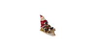 False Clayre & Eef Kerstdecoratie Beeld Kerstman 24*8*16 cm Rood, Bruin Kunststof Decoratief Figuur Decoratieve Accessoires