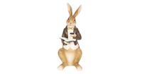 Clayre & Eef Decoratie konijn lezend 15*13*40 cm 6PR2600