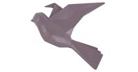 Pt' - Vogel Wandbefestigung aus Kunstharz violett matt Origami Großes Modell