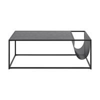 Lisomme Vic industriële houten salontafel met krantenrek - L110 x B60 x H40 cm - Zwart
