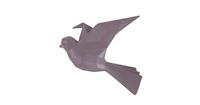 Pt' - Vögelförmige Wanddekoration aus violettem mattem Harz Origami