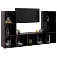 vidaXL Tv-meubelen 3 st 107x35x37 cm spaanplaat hoogglans zwart