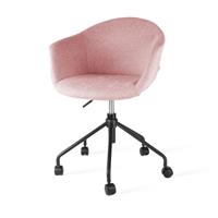 Nolon Nout bureaustoel zwart - Zacht roze gestoffeerde zitting met armleuningen